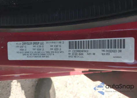 2013 Chrysler 200 Lx z USA, uszkodzony, nr VIN 1C3CCBAB6DN670410